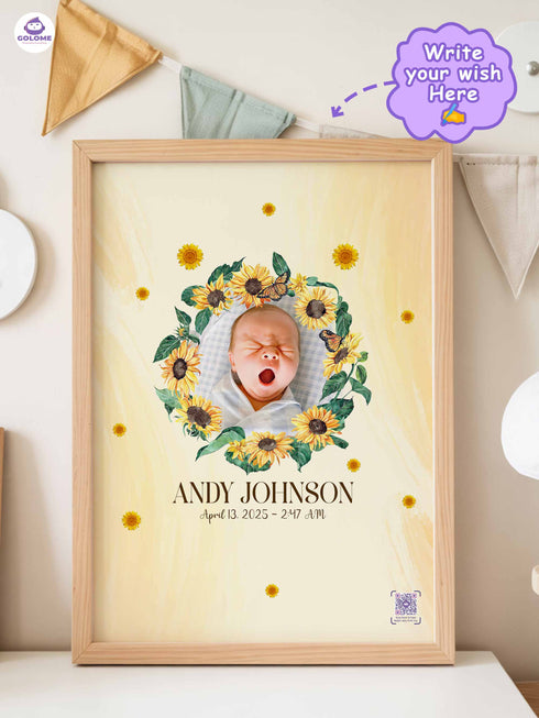 Personalized Wishes for Baby Poster – Custom Photo & Text – Baby Shower Guestbook Keepsake with Bible Verse